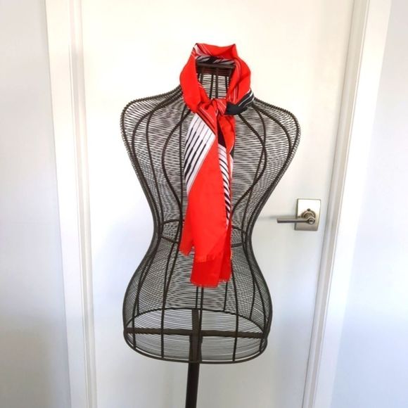 Vintage Symphony Scarfs Leonardi red and white made in Italy - Picture 9 of 11